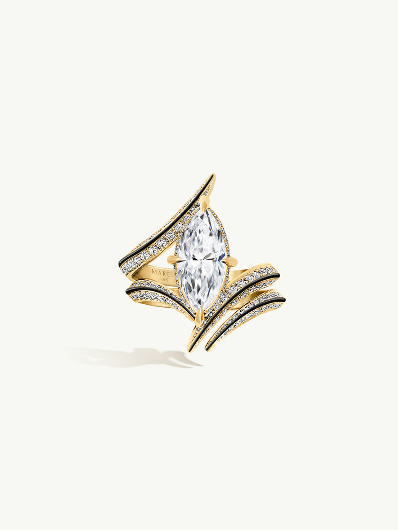 Three-Stone Marquise Brilliant Engagement Ring 14K Gold 1.40 CT G,SI  (G-H/SI1-SI2) – Glitz Design