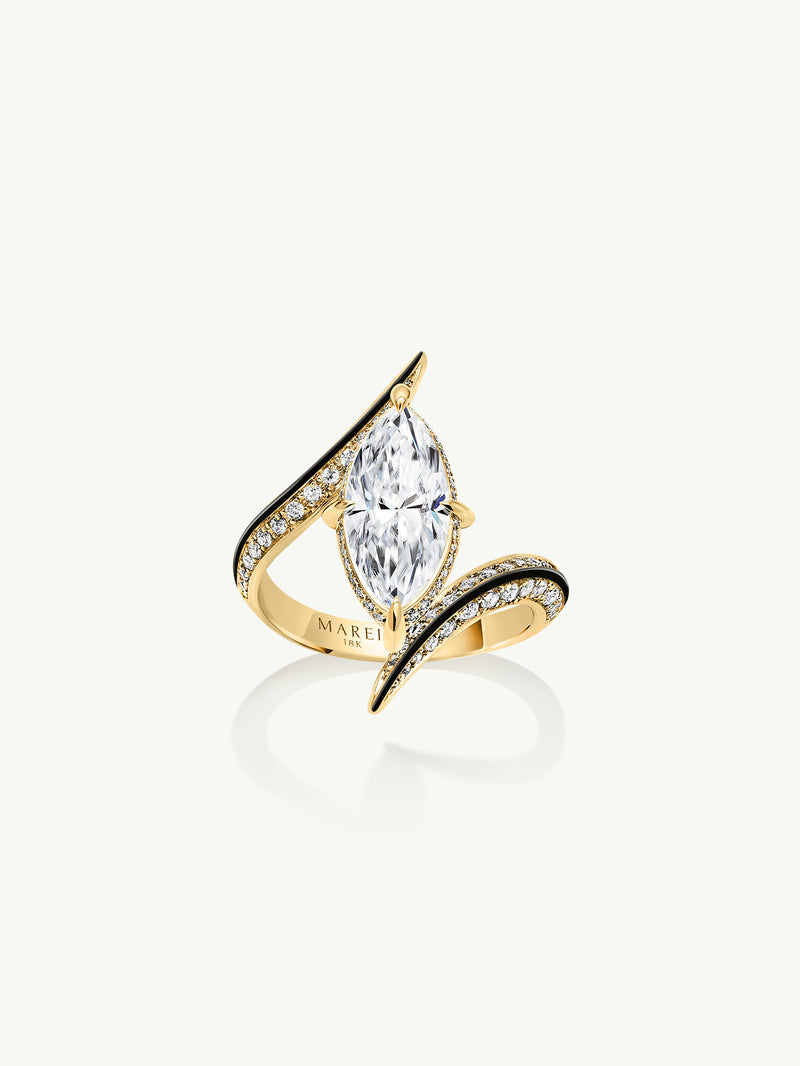 MATISSE CORAL ENAMEL DIAMOND RING - Melis Goral Jewelry