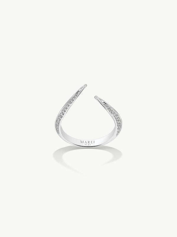 Ayla Arabesque Ring With Pavé-Set Brilliant White Diamonds In Platinum