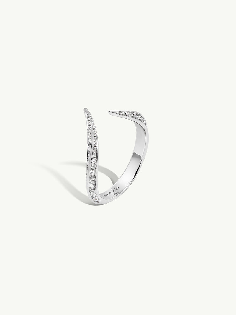 Ayla Arabesque Ring With Pavé-Set Brilliant White Diamonds In 18K White Gold