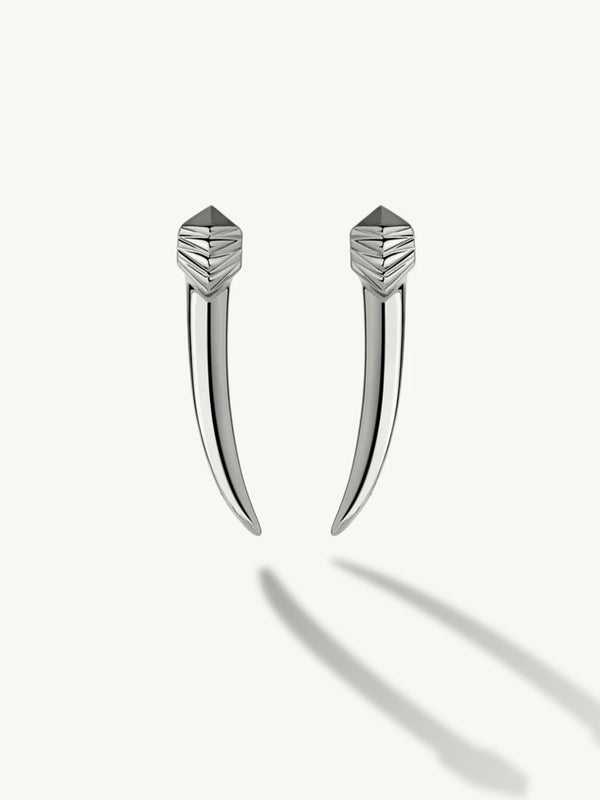 Damian Horn Talisman Dagger Earrings In 18K White Gold