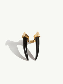 Mini Damian Black Onyx Horn Talisman Ring In 18K Yellow Gold
