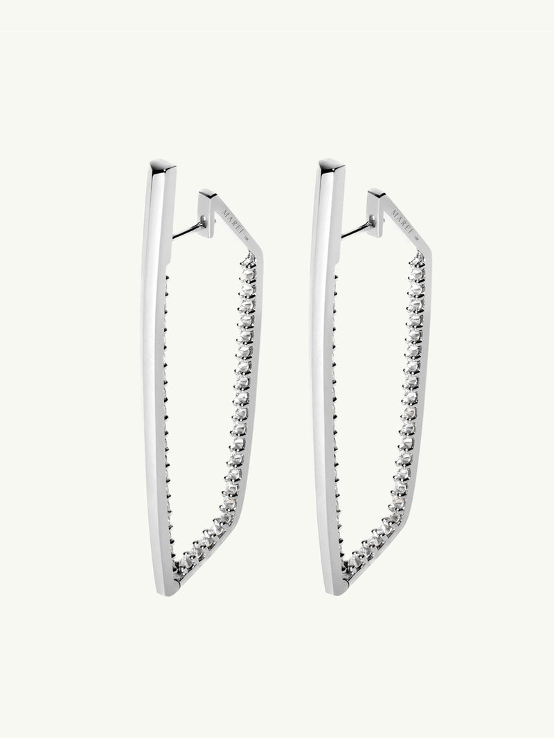 Lilith Pavé White Diamond Studded Earrings In 18K White Gold