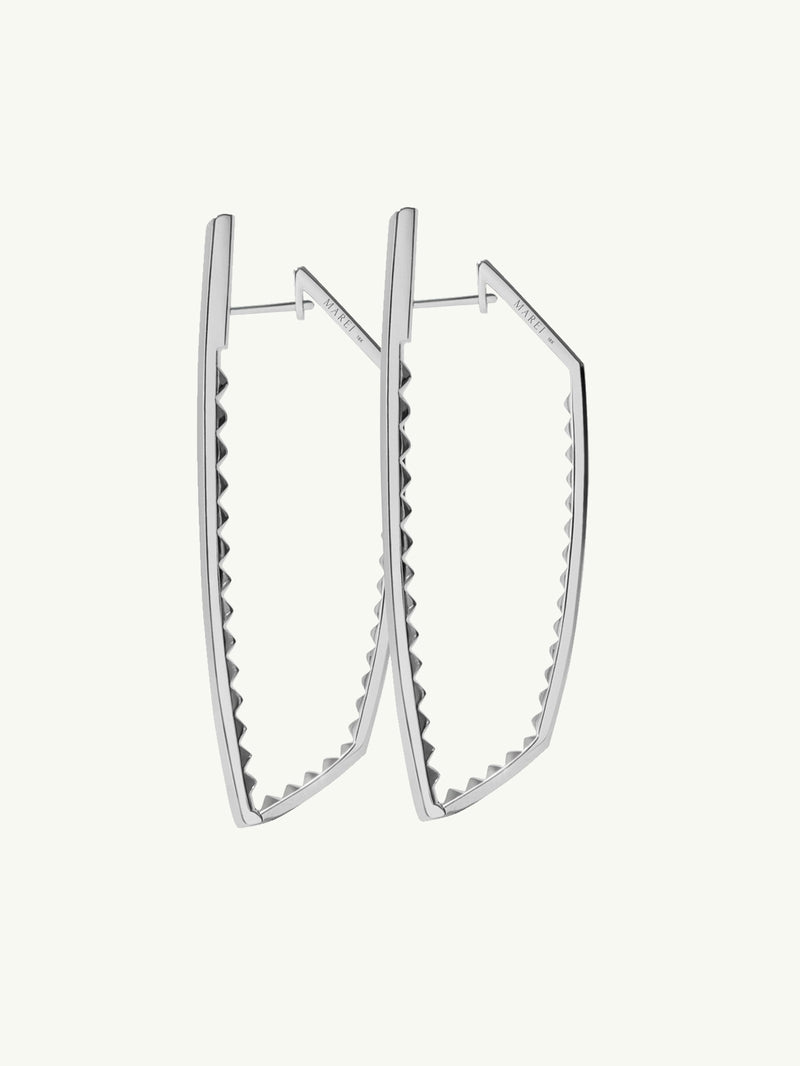 Lilith Studded Hinged Hoop Earrings in 18K White Gold