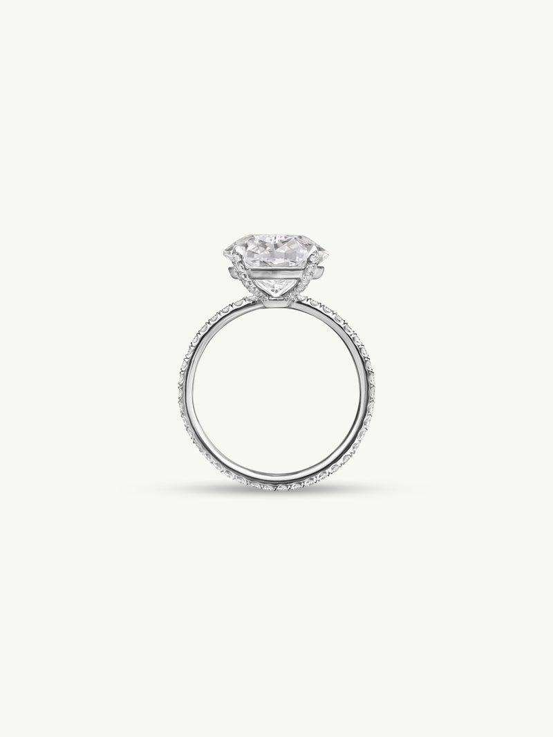Suma Oval-Shaped Brilliant Cut White Diamond Engagement Ring In 18K White Gold