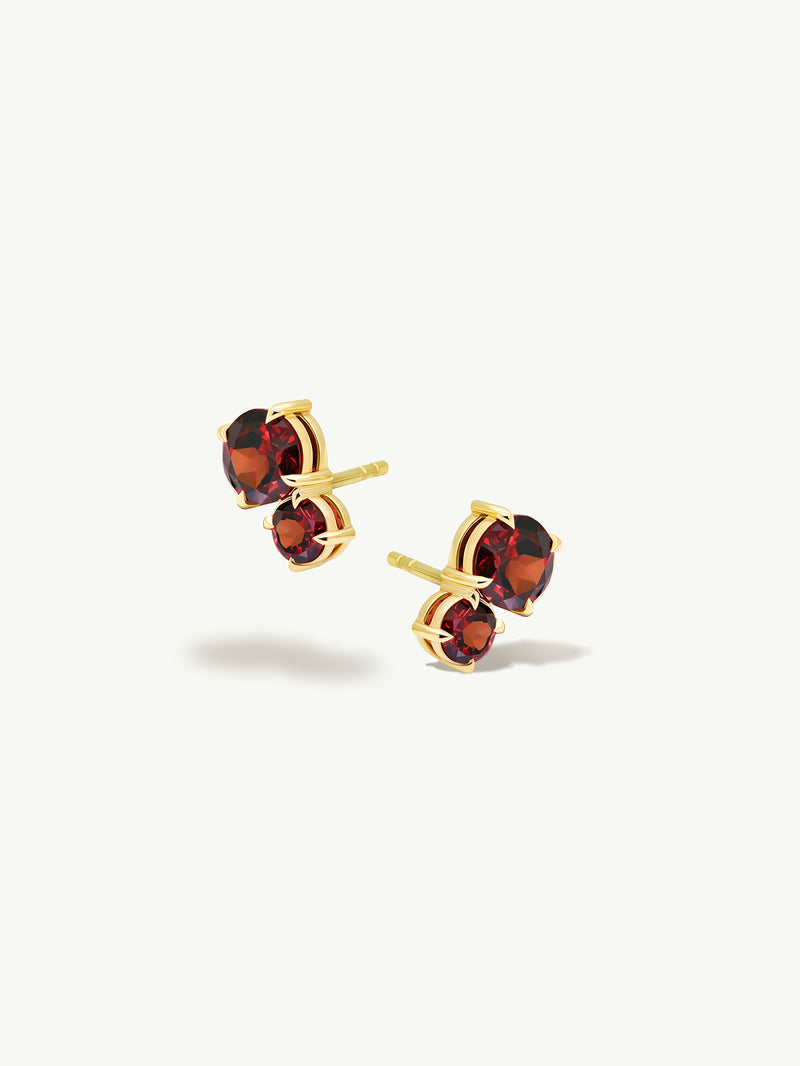 MAREI Isadora Red Garnet Gemstone Stud Earrings In 18K Yellow Gold