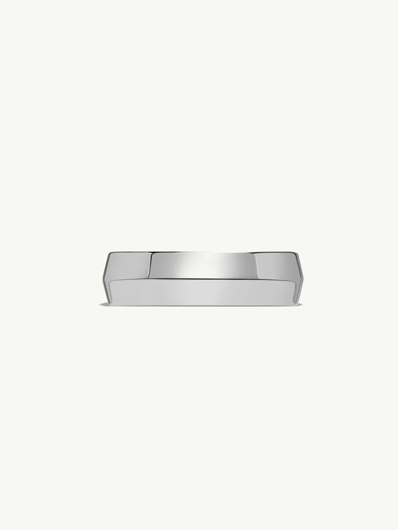 Eterno Knife Edge Wedding Ring With Hidden Diamond In 18K White Gold, 6mm