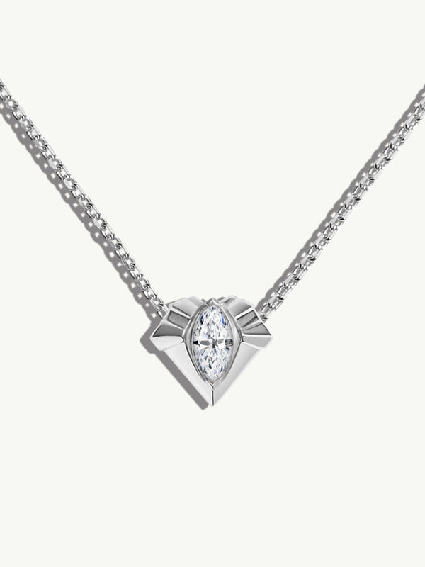 Alexandria Pendant Necklace With 0.50CT Marquise-Cut Diamond In Platinum, 13mm