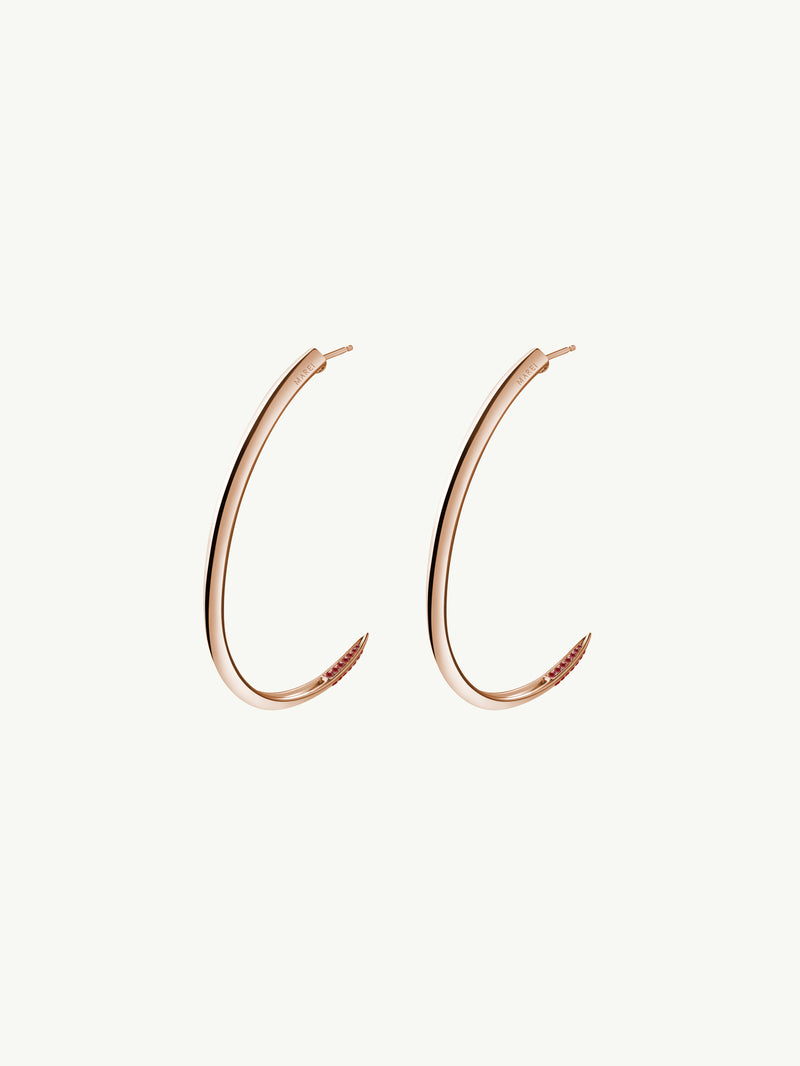 Asasara Hoop Earrings With Pavé Ruby Tips In 18K Rose Gold -2