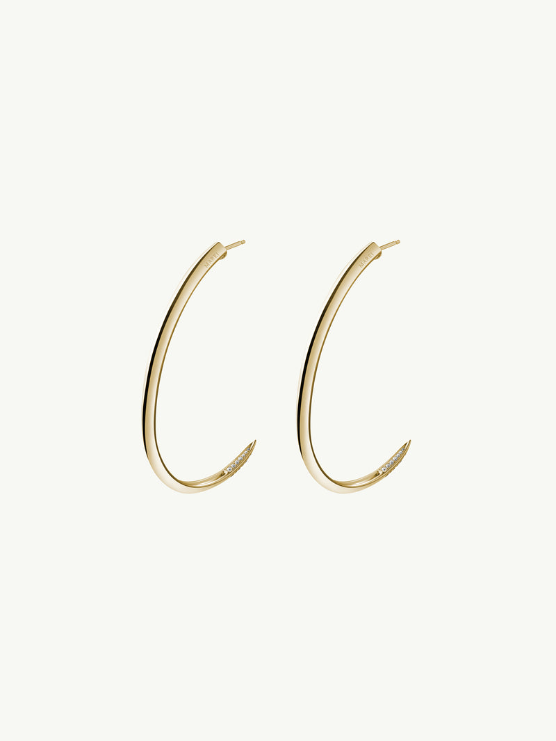 Asasara Hoop Earrings With Pavé White Diamond Tips In 18K Yellow Gold - 2