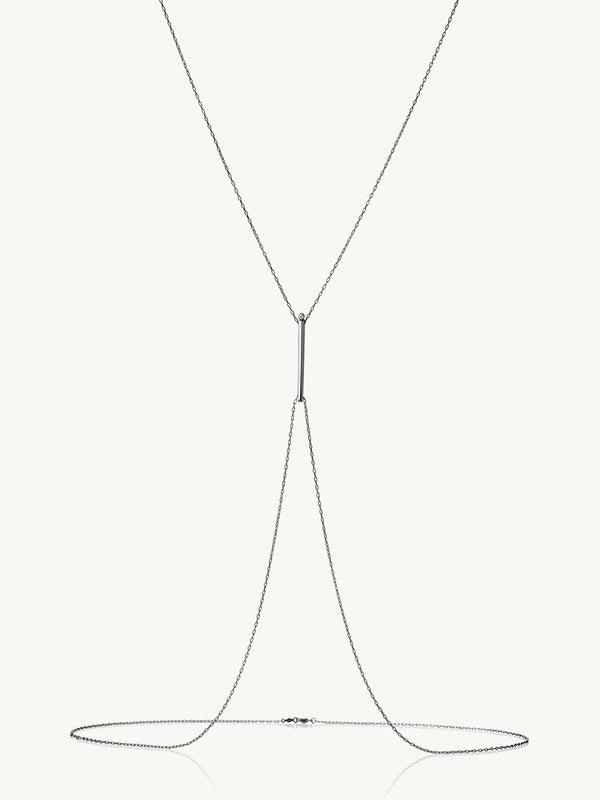 Aracelis Body Chain Necklace With Brilliant-Cut Round Diamond In 18K Blackened Gold