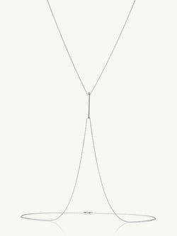 Aracelis White Diamond Body Chain Necklace In Sterling Silver