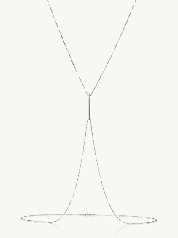 Aracelis White Diamond Body Chain Necklace in 18K White Gold