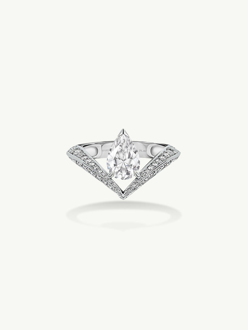 Dorian Floating Teardrop-Shaped Brilliant White Diamond Engagement Ring In Platinum