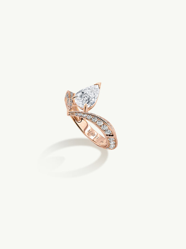 Dorian Floating Teardrop-Shaped Brilliant White Diamond Engagement Ring In 18K Rose Gold