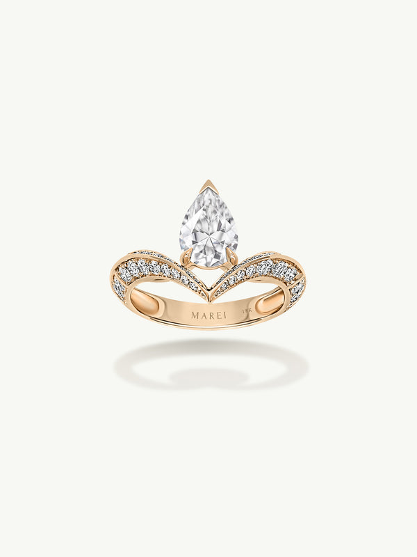 Dorian Floating Teardrop-Shaped Brilliant White Diamond Engagement Ring In 18K Yellow Gold