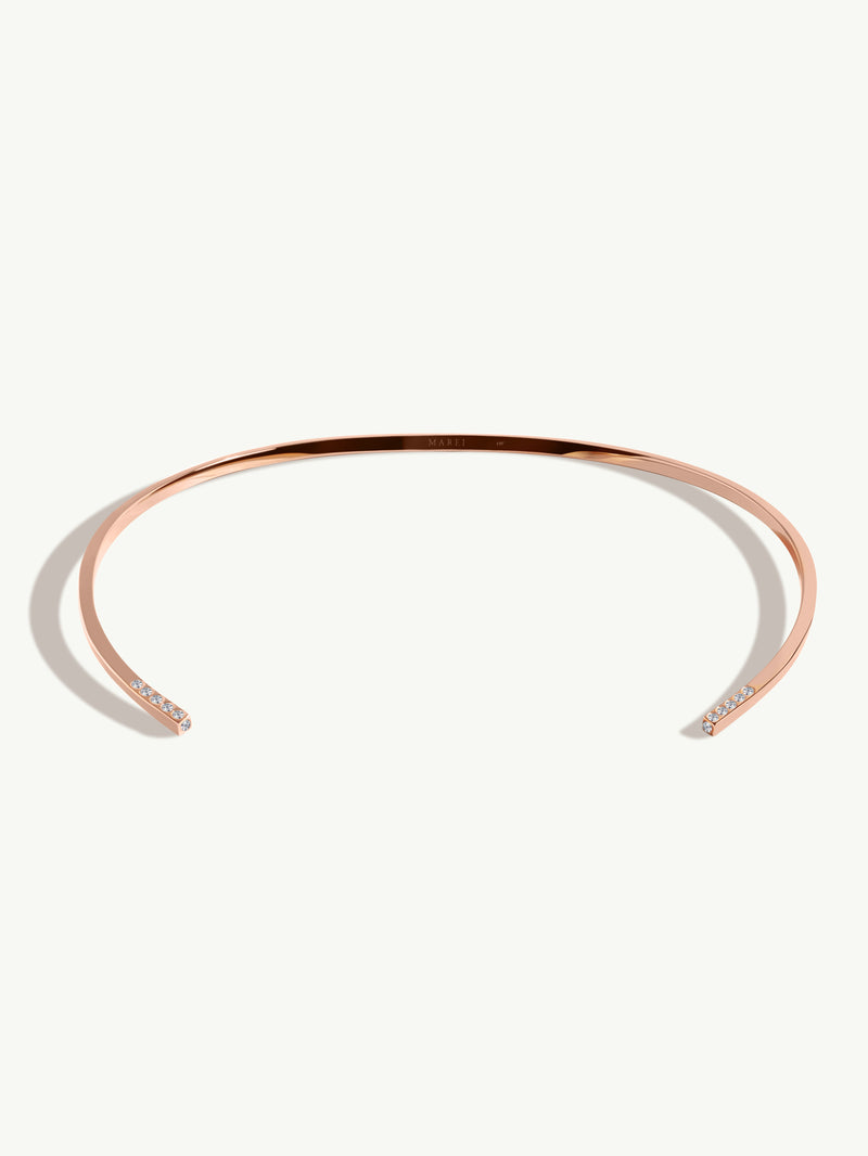 Laela Choker Necklace With Brilliant-Cut White Diamonds In 18K Rose Gold