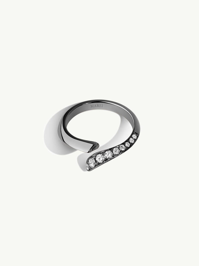 Pythia Twist Pavé Diamond Wedding Ring In 18K Black Gold
