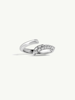 Pythia Serpentine Twist Pavé White Diamond Wedding Ring In Platinum - Image 1