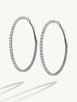 Seraphina XL Hoop Earrings With Brilliant-Cut White Diamonds In 18K White Gold