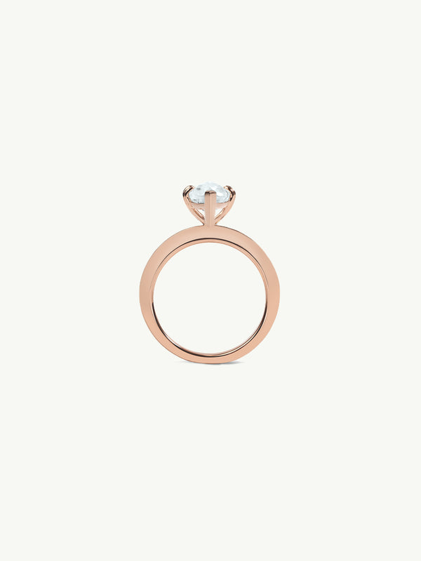 Marei Marquise-Cut White Aquamarine Beveled-Edge Engagement Ring In 18K Rose Gold