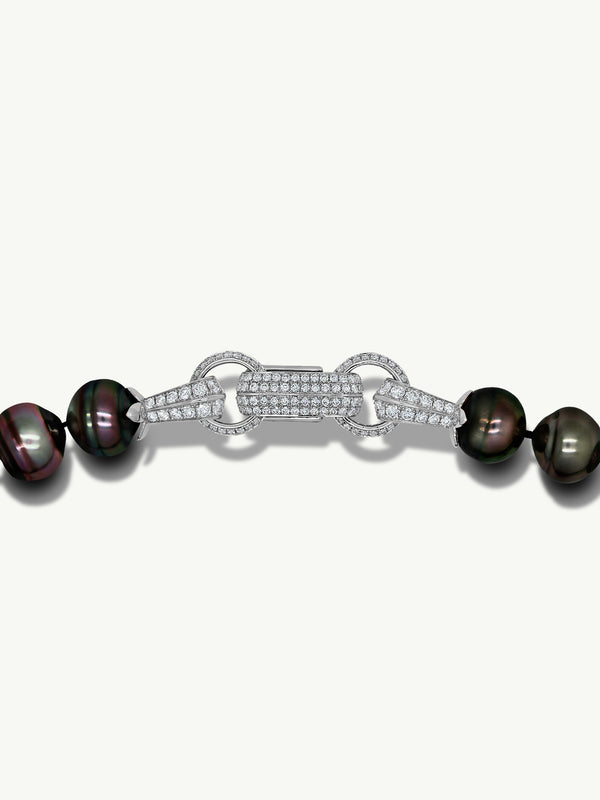 Nyx Tahitian Black Circle Pearl Necklace With Pavé-Set Brilliant Diamonds In 18K White Gold