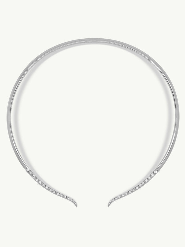 Palmyra Choker Necklace With Brilliant-Cut White Diamonds In 18K White Gold