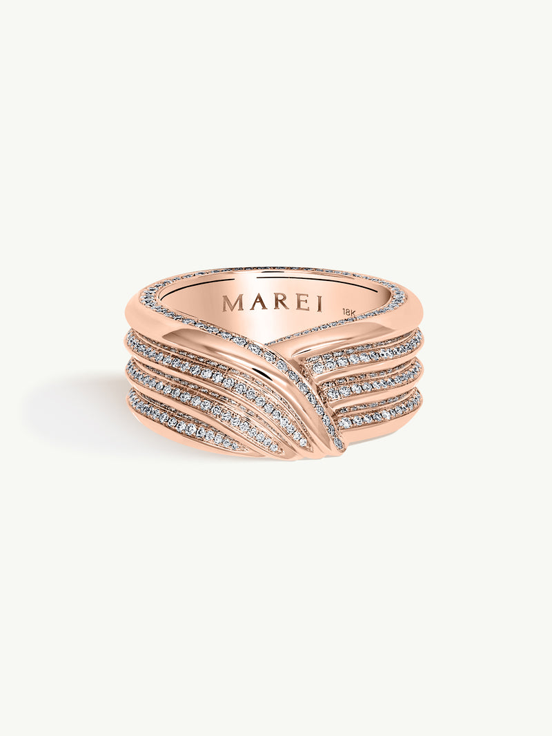 Marei Pharaoh II Pavé Brilliant White Diamond Ring in 18K Rose Gold 18-karat Rose Gold / 8 - Made to Order