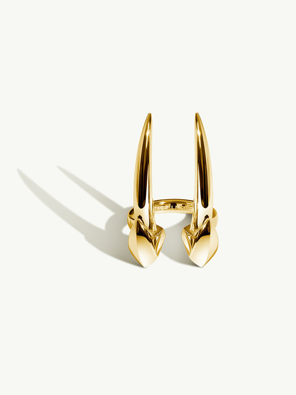 Damian Brevis Horn Talisman Ring In Yellow Gold Vermeil