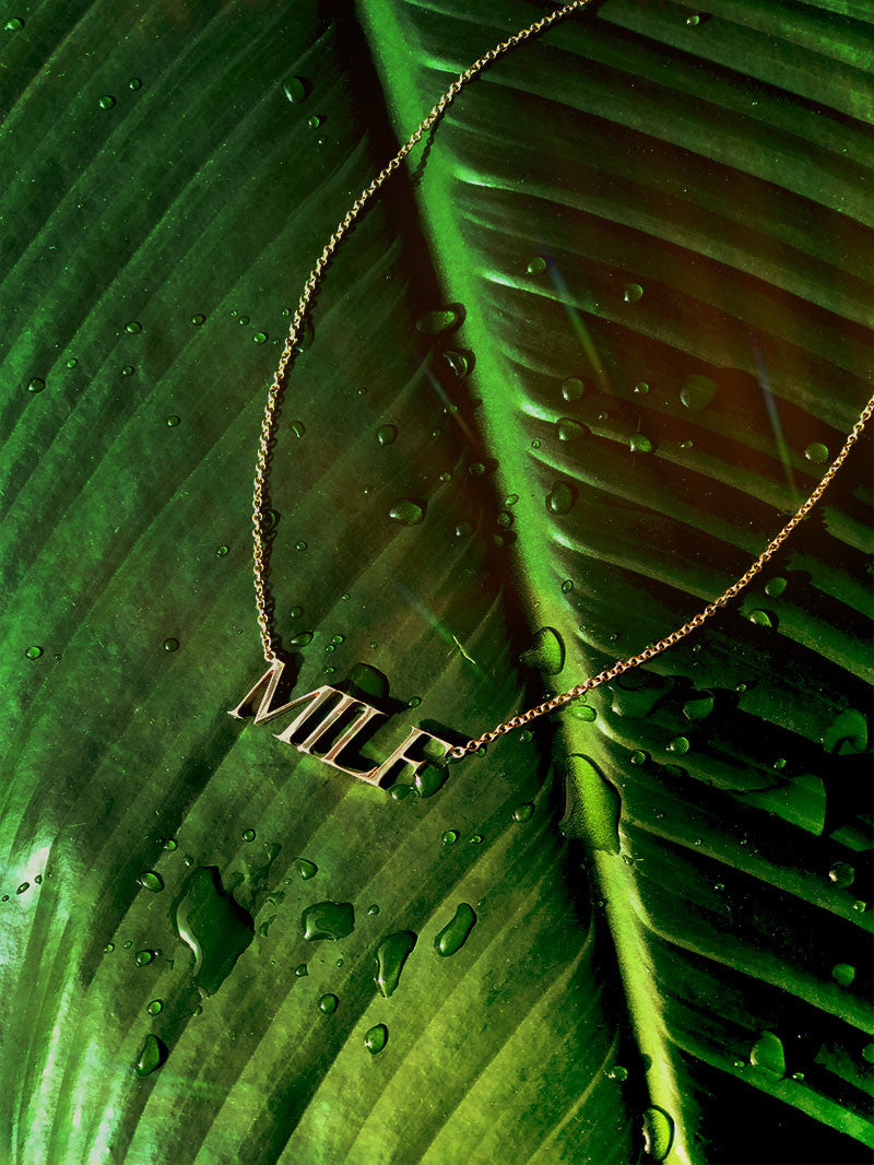 Archive – 'MILF’ (Mother I’ll Love Forever) Pendant Necklace in 14K Rose Gold, Sample