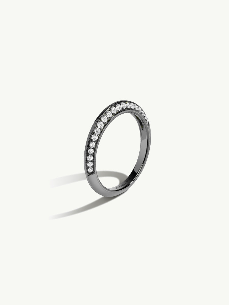 Marei Beveled-Edge Pavé White Diamond Wedding Ring In 18K Blackened Gold