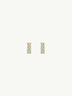 Micro Bar Earrings with Pavé Diamonds (.05 ctw) in 14K Yellow Gold