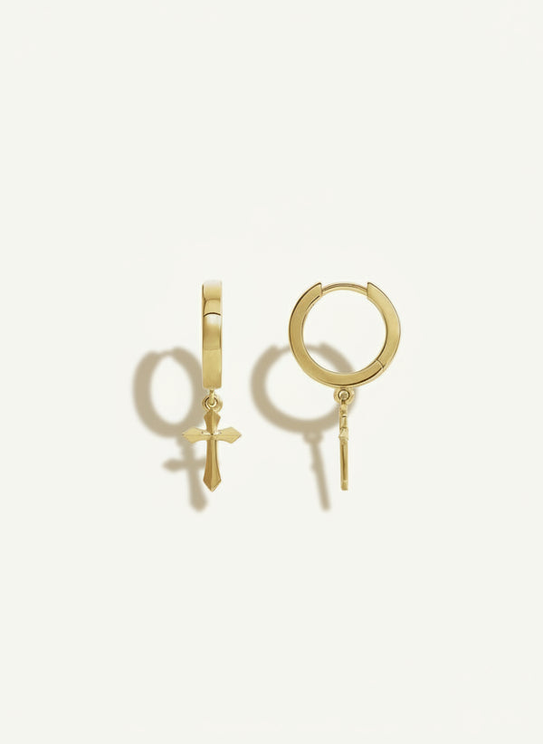 Archive – Crucifix Pendant Huggie Hoop Earring, 20mm