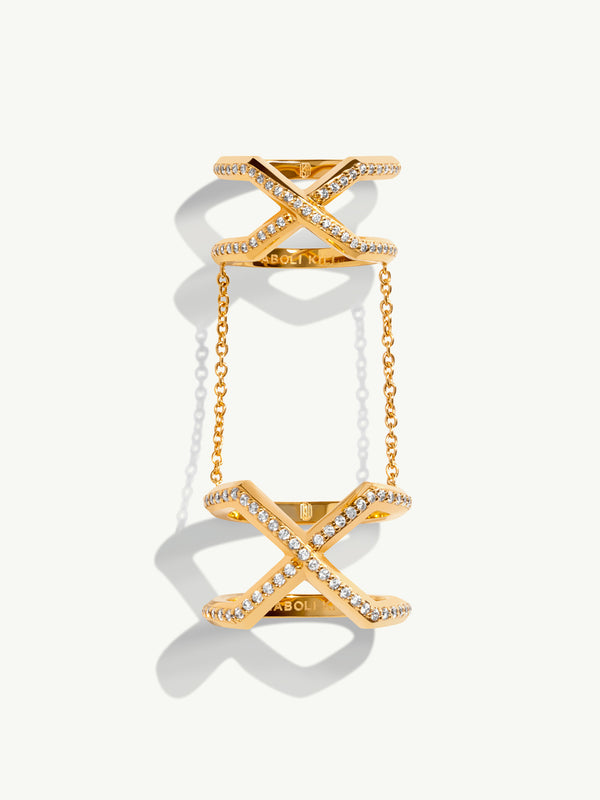Exquis Gemini Infinity Ring With Pavé-Set Brilliant White Diamonds In 18K Yellow Gold