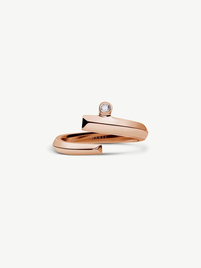 Pythia Serpentine Coil Ring With Brilliant White Diamond In 18K Rose Gold